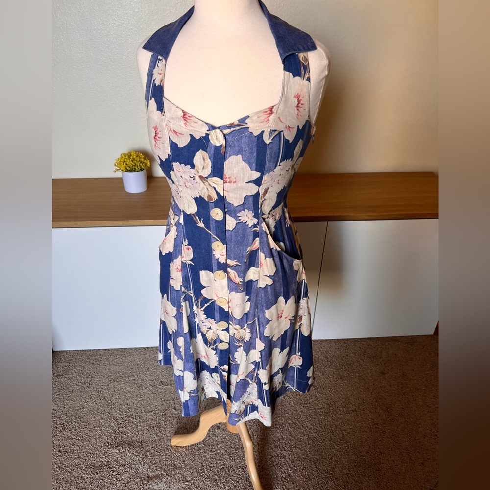 Anthropologie Camellia Floral Halter Dress